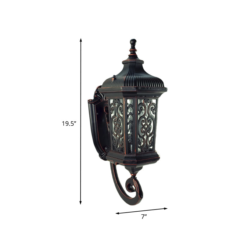 Rynx | Metal Black Wall Mounted Lighting Lantern Single Head Lodge Wall Lamp Fixture for Courtyard, Up/Down