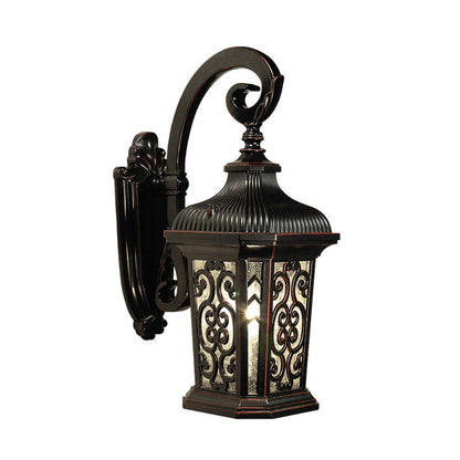 Rynx | Metal Black Wall Mounted Lighting Lantern Single Head Lodge Wall Lamp Fixture for Courtyard, Up/Down