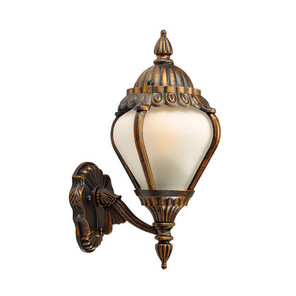 Rynx | Frosted Glass Bronze Wall Lighting Lantern Single Bulb Rustic Wall Light Fixture for Outdoors, Up/Down