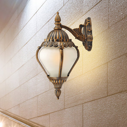 Rynx | Frosted Glass Bronze Wall Lighting Lantern Single Bulb Rustic Wall Light Fixture for Outdoors, Up/Down