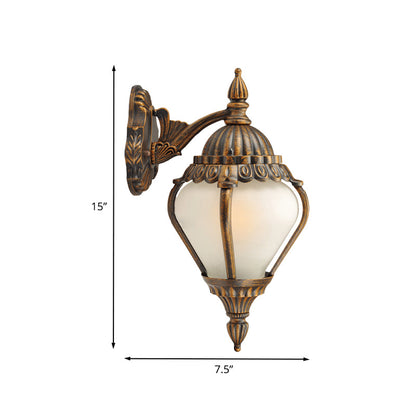 Rynx | Frosted Glass Bronze Wall Lighting Lantern Single Bulb Rustic Wall Light Fixture for Outdoors, Up/Down