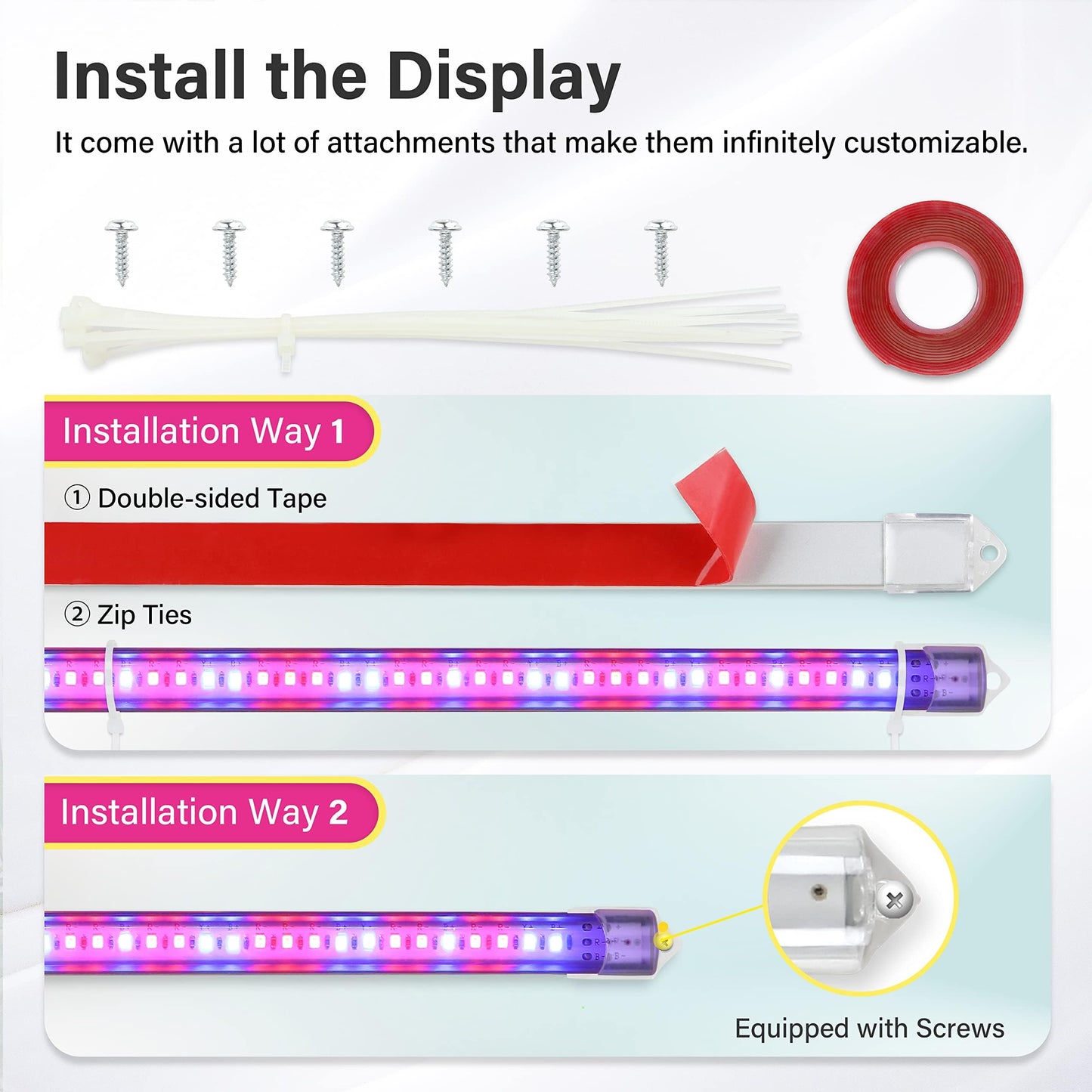 Rynx | Ipower 60W Led Grow Lights - Full Spectrum Plant Strips, Auto Timer, 10 Dimmable Levels, 4 Tub