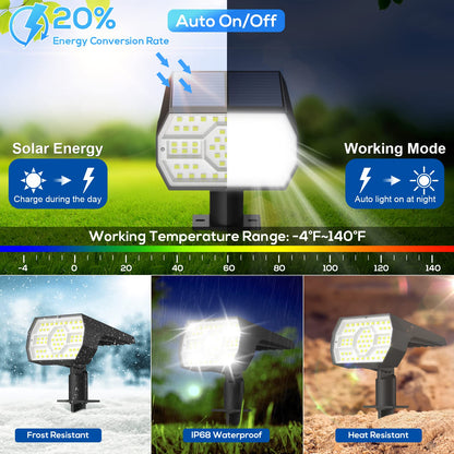 Rynx | Nymphy 56 Led Solar Light Outdoor, Waterproof Ip68, 3 Modes, Cool White - 4 Pack