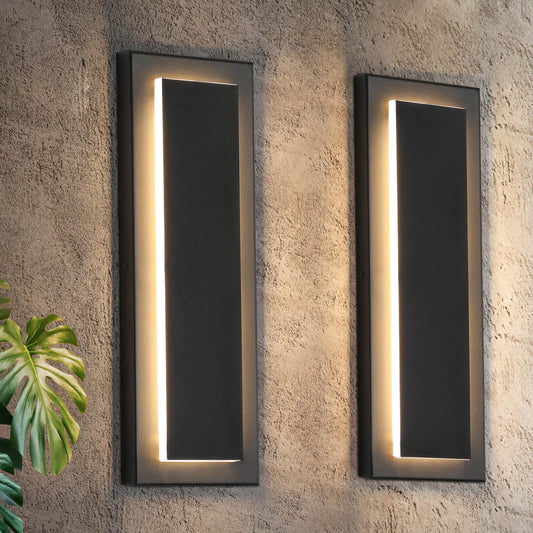 Rynx | Tewei Modern LED Outdoor Wall Lamps 2 Pack - Black Sconce 3000K Warm White For Entrance, Hallway