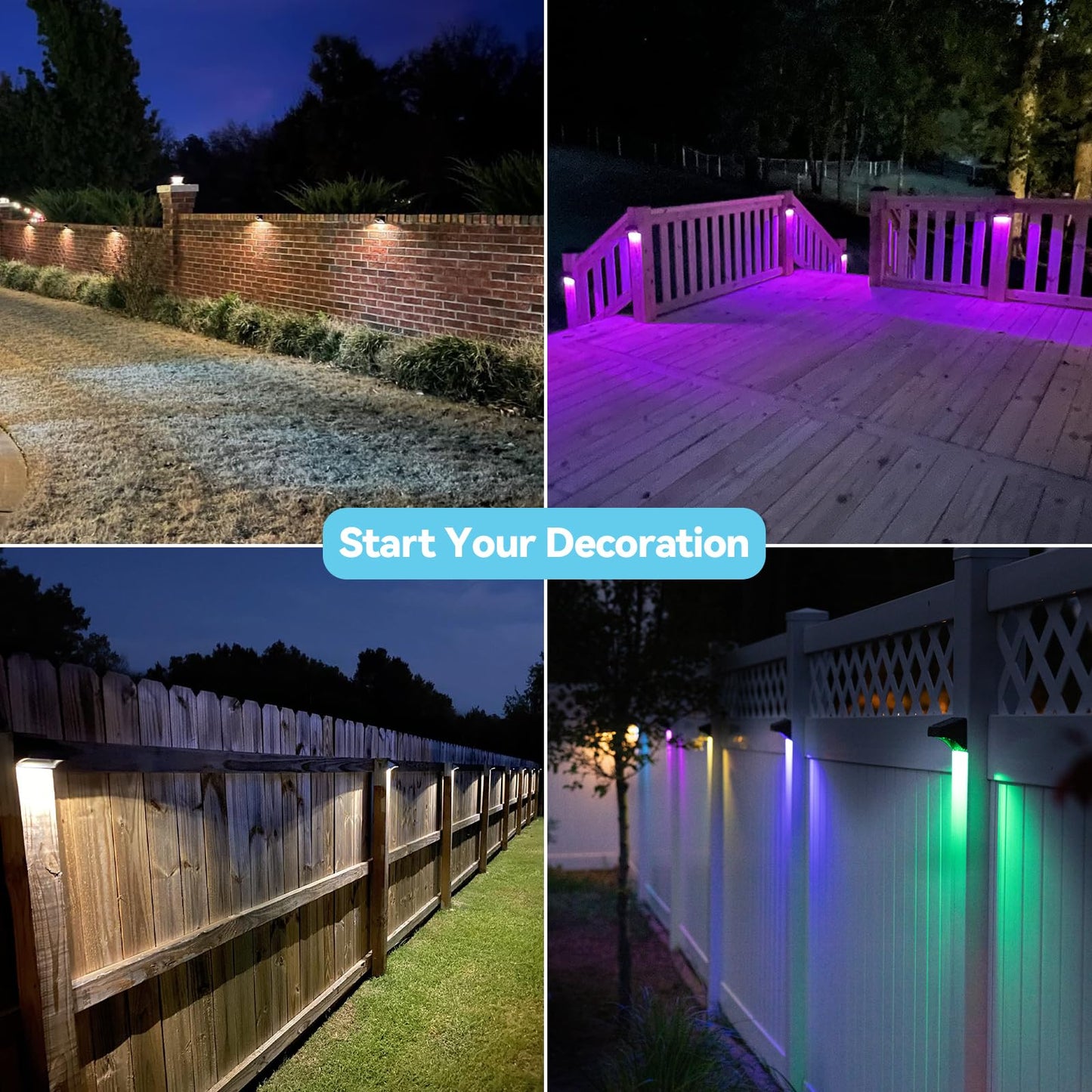 Rynx | Bridika Solar Wall Light - 8 Pack Waterproof LED Warm White & RGB Outdoor Wall Lamps