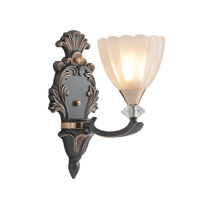 Rynx | 1/2 Lamps Wall Lighting Idea Vintage Cone White Ribbed Glass Wall Mounted Lamp for Living Room