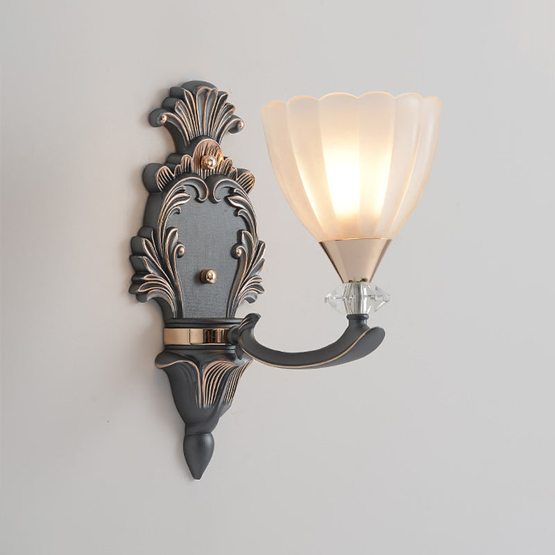 Rynx | 1/2 Lamps Wall Lighting Idea Vintage Cone White Ribbed Glass Wall Mounted Lamp for Living Room