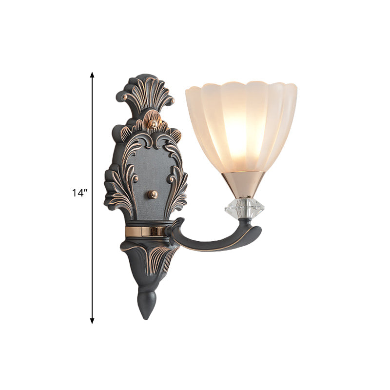 Rynx | 1/2 Lamps Wall Lighting Idea Vintage Cone White Ribbed Glass Wall Mounted Lamp for Living Room