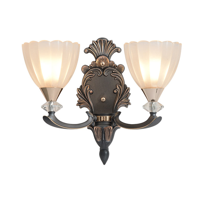 Rynx | 1/2 Lamps Wall Lighting Idea Vintage Cone White Ribbed Glass Wall Mounted Lamp for Living Room