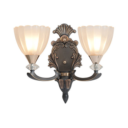 Rynx | 1/2 Lamps Wall Lighting Idea Vintage Cone White Ribbed Glass Wall Mounted Lamp for Living Room