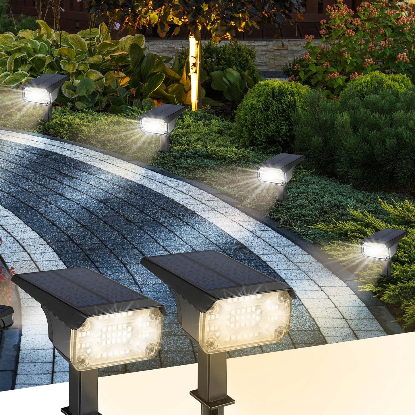 Rynx | Kingsyard Sollys Outdoor Waterproof Ip68, 47 Leds 3 Lighting Modes Usb & Solar Powered Garden Path Spotlights For