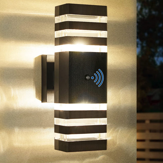 Rynx | Delicavy Dusk To Dawn Outdoor Wall Lamps, Waterproof Black Aluminum, Modern Veranda Light Fixtures