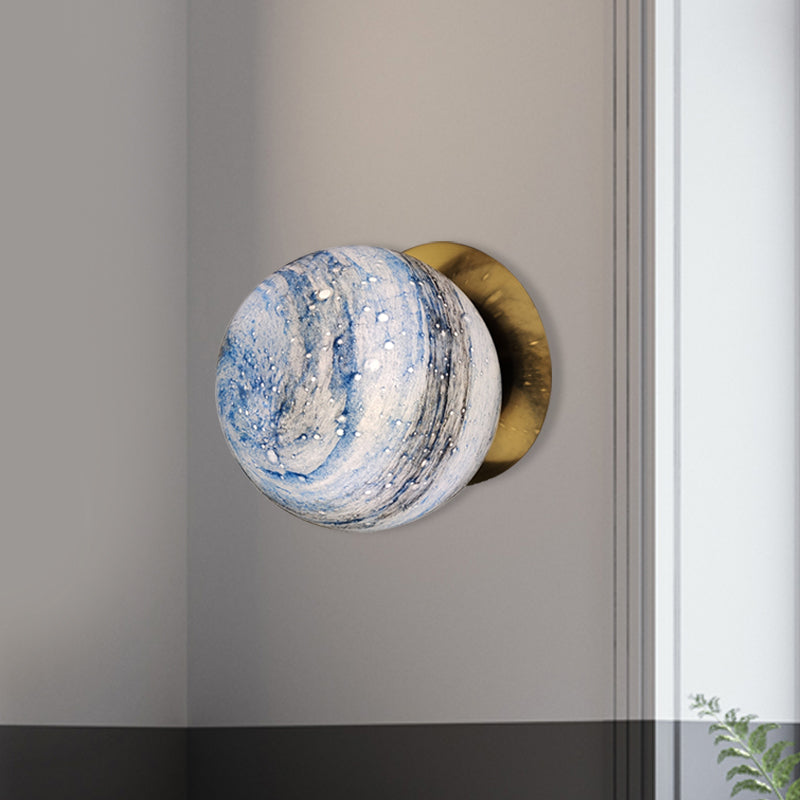 Rynx | Planet Frosted Glass Wall Lamp Creative Yellow/Blue LED Wall Lamp Lighting Fixture for Bedroom