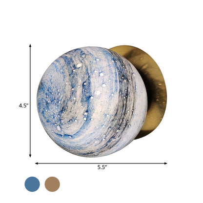 Rynx | Planet Frosted Glass Wall Lamp Creative Yellow/Blue LED Wall Lamp Lighting Fixture for Bedroom