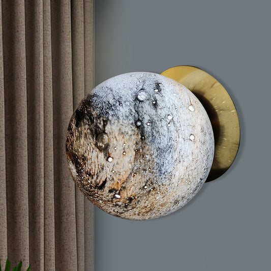 Rynx | Planet Frosted Glass Wall Lamp Creative Yellow/Blue LED Wall Lamp Lighting Fixture for Bedroom
