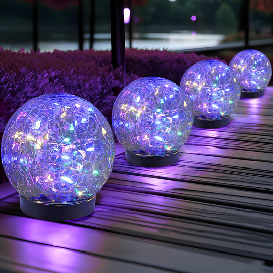 Rynx | Jkimk Solar Holder Outdoor Waterproof Solar Balls For Garden Crushed Glass Ball Solar Lamps Outdoor Solar Ornaments For Outside Outdoor Decorations For Patio And Garden Lawn Backyard Decor