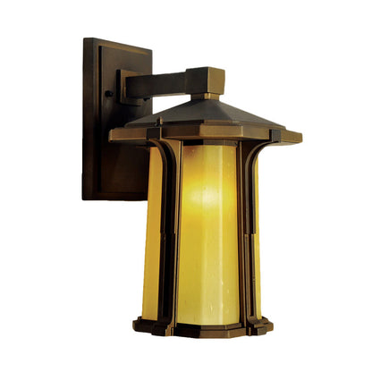 Rynx | Tan/White Glass Lantern Sconces Retro Style Single Version Outdoor Wall Mounted Light Source