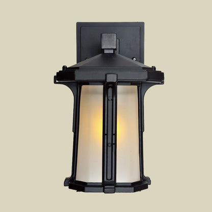 Rynx | Tan/White Glass Lantern Sconces Retro Style Single Version Outdoor Wall Mounted Light Source