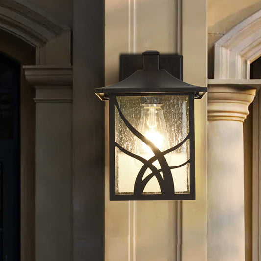 Rynx | Open Bottom Courtyard Sconce Lodge Clear Glass 1 Light Dark Coffee Wall Light Fixture