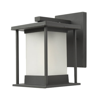 Rynx | White glass rectangular wall lamp rustic 1-light wall lighting for outdoor in coffee/black with metal frame