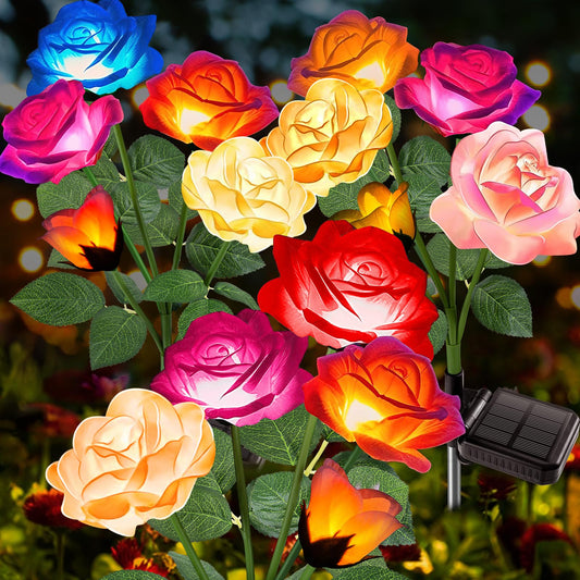 Rynx | Garpar Outdoor Solar Light - 2024 Upgraded Outdoor Solar Light with Beautiful & Realistic Roses - 7 Color Changing Waterproof Solar Lights for Outdoor Garden Porch Patio Garden Decor