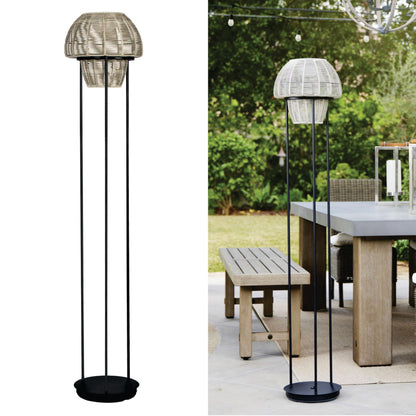 Rynx | Generic Outdoor Floor Lamp - Waterproof Wireless Garden Lighting - Rattan Design, Black