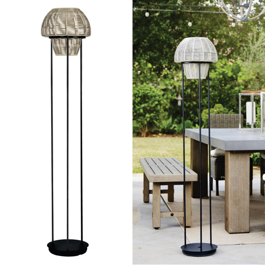 Rynx | Generic Outdoor Floor Lamp - Waterproof Wireless Garden Lighting - Rattan Design, Black