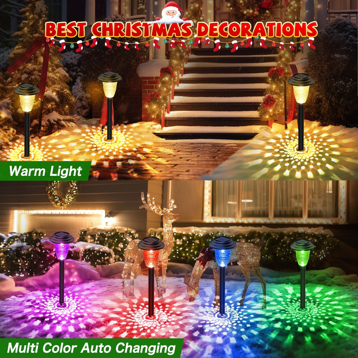 Rynx | Ensli 8 Pack Solar Light - Color Changing & Warm White, Water Resistant Garden Lights
