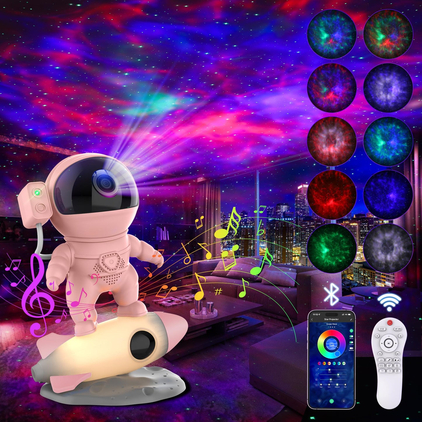 Rynx | Flylily Astronaut Galaxy Projector For Bedroom, Star Projector Galaxy Light With App & Remote Control, White Sounds, Bluetooth S