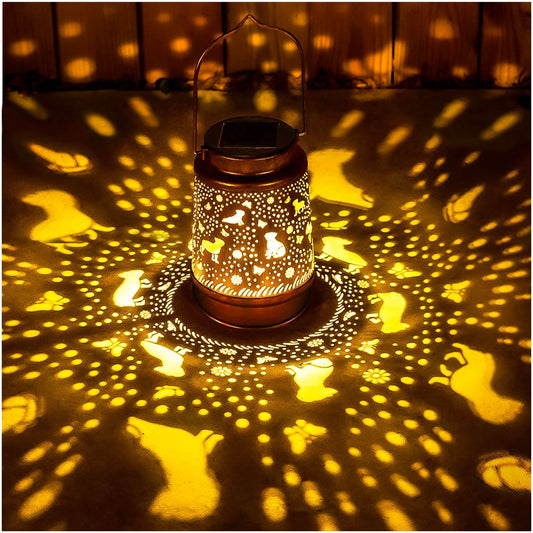 Rynx | Dog Solar Light Outdoor Waterproof Hanging Solar Light Dog Gifts For Women Men Metal Decorative LED Lanterns For Garden Decor, Farm, Terrace, Lawn, Table, Walkway, Landscape