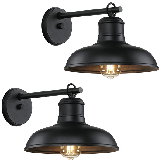 Rynx | Bosceos outdoor wall lamps - 2-pack black courtyard lamps, waterproof metal lanterns