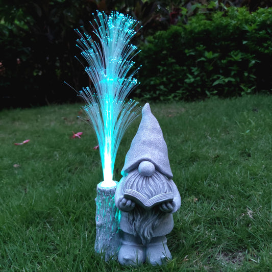 Rynx | Rctticuu Gnomes Statue Solar Garden Decor, Resin Gnome Statues And Color Changing Optical Fiber Solar Light, Outdoor Decoration