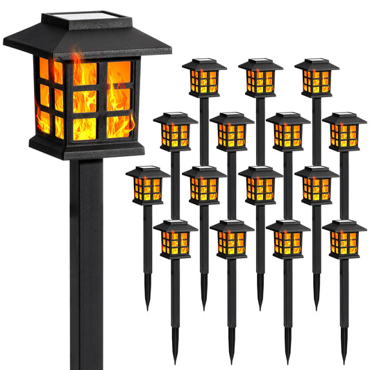 Rynx | Gigalumi Solar Light For Outdoors, 16 Pack Flaming Light LED Solar Outdoor Light, Waterproof Solar Garden Light Lasts 10 Hours With Light For Christmas, Garden, Landscaping, Pathway, Yard, Patio