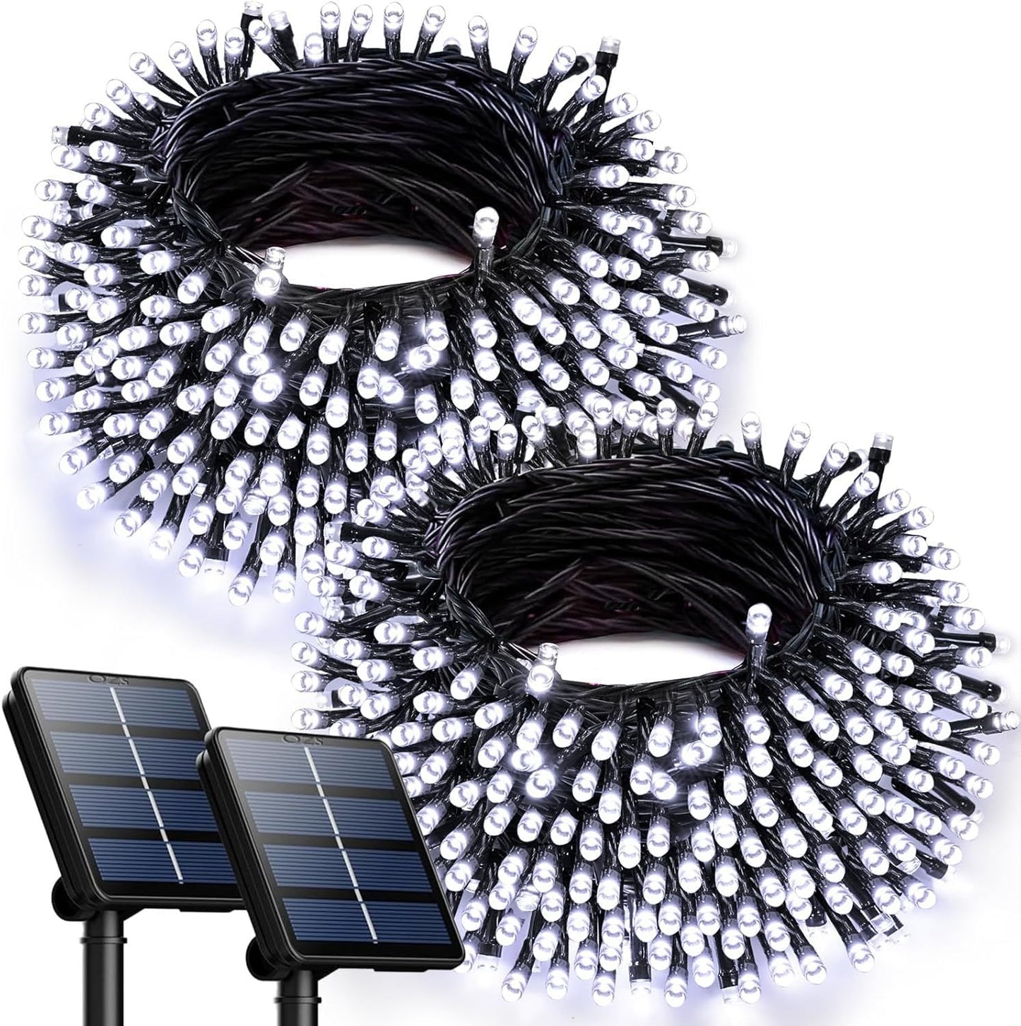 Rynx | Ozs 2Pk 240Led 95Ft Solar String Lights Outdoor Waterproof, Solar Christmas Lights For Outside, Green Wire Three Electric Holiday Lights With 8 Light Modes For Christmas Decorations (Cool White)