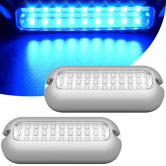 Rynx | Husuku Soop3 Mini Blue 50W 27Led Waterproof Stainless Steel Transom Led Light, High-Intensity Marine Led Underwater Light (2 pcs)