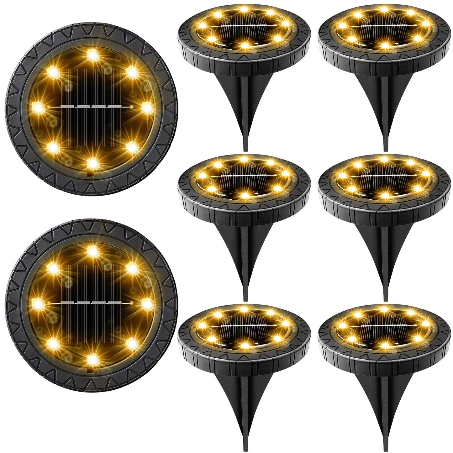 Rynx | Kdorrku Solar-Powered Ground Light 8 Pack, Ip68 Waterproof Led Disk Light For Garden Path