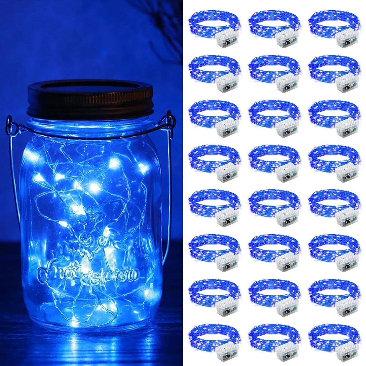 Rynx | Fairy Lights Battery Powered, Light Chain Battery Powered 7Ft 20 Led Twinkle Lights (Blue, 24)