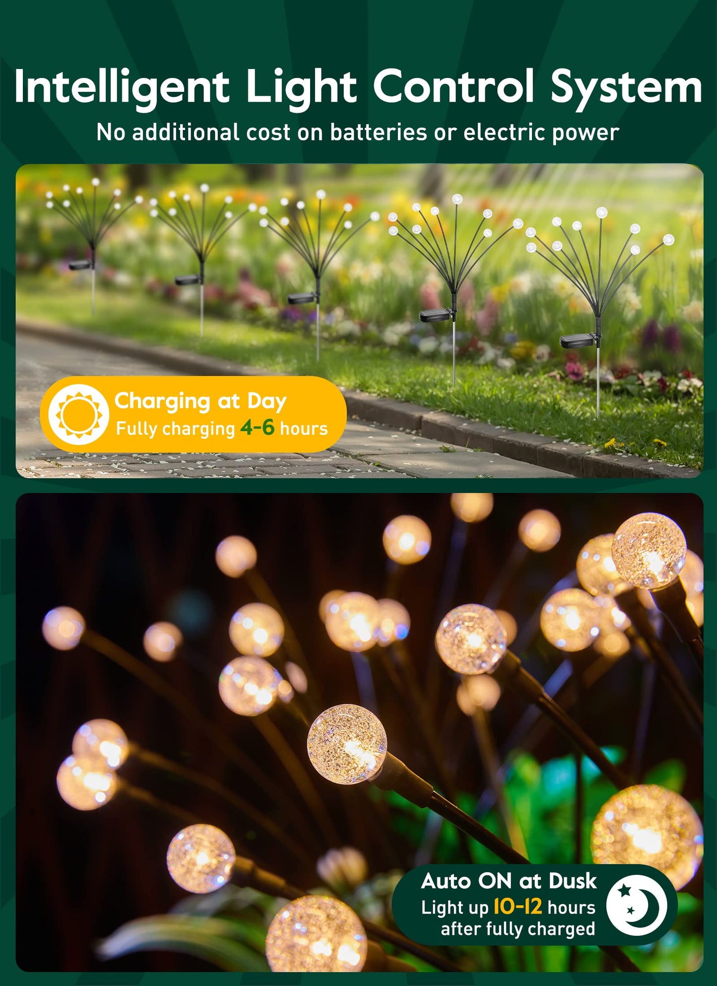 Rynx | Brightown Solar Garden Light - 4 Pack 12 LED Waterproof Beacon Lights, Warm White, Decorative