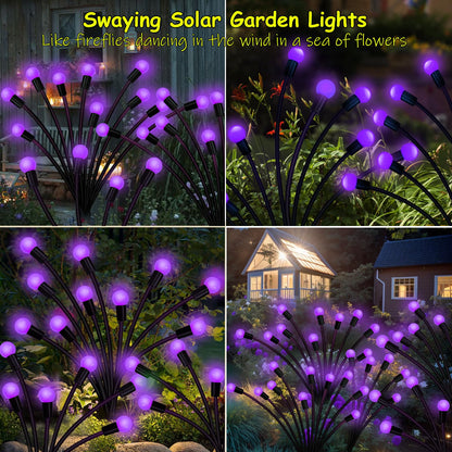 Rynx | Kohlrabi Solar Garden Light, 20 LED Purple Glittering, Waterproof 2 Pack for Garden & Terrace Decor