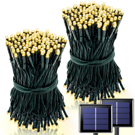 Rynx | Potive 2 Pack Each 200 LED Solar Spotlight Outdoor Waterproof, 75.5 Ft Warm White Solar Christmas Lights, 8 Modes Solar Outdoor Spotlights For Tree Garden Porch Tree Valentines Decorations