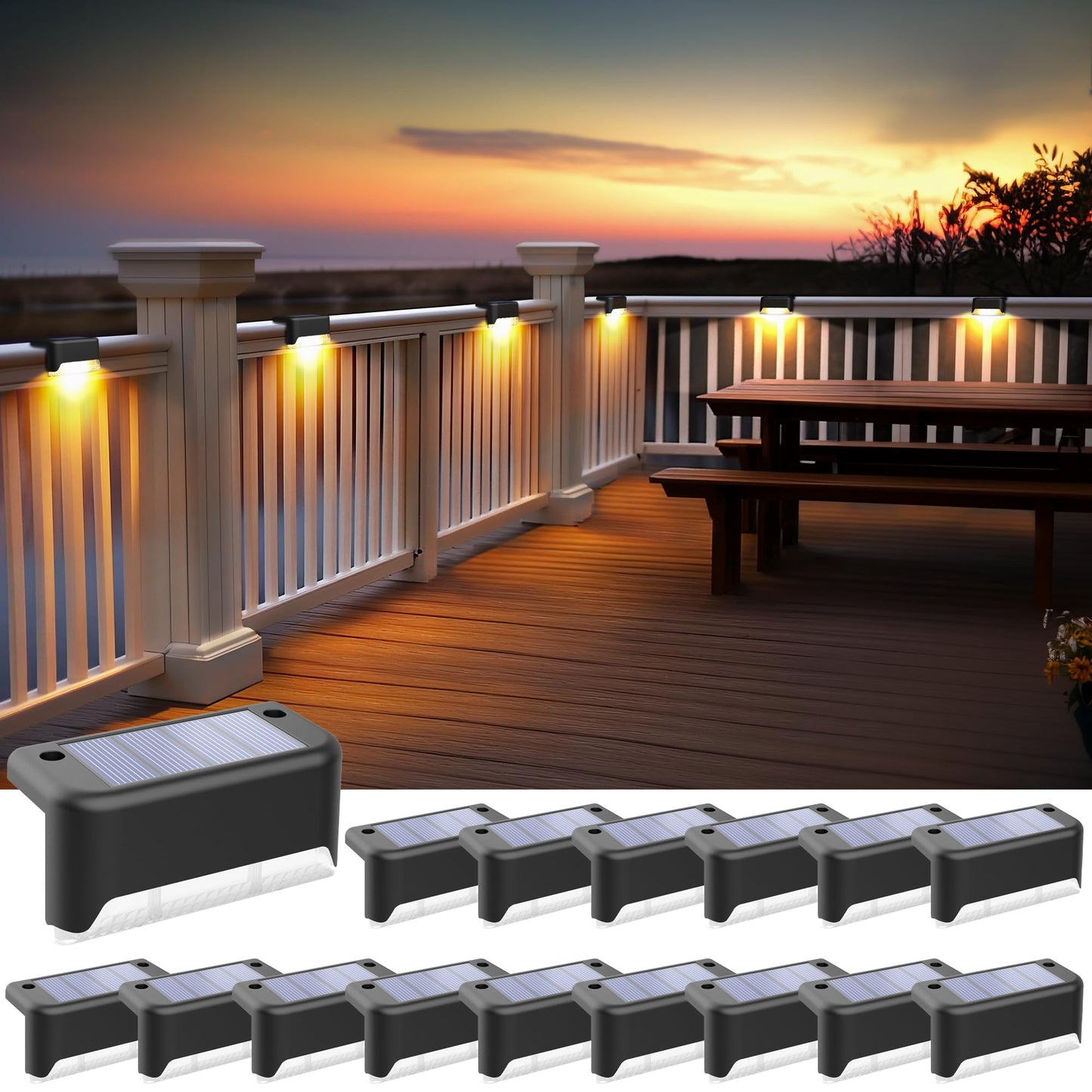 Rynx | Solpex Solar Garden Lighting Outdoor, Solar Step Lighting Waterproof Led Terrace Lighting For Stairs, Balcony, Railing, Front Porch, Garden,
