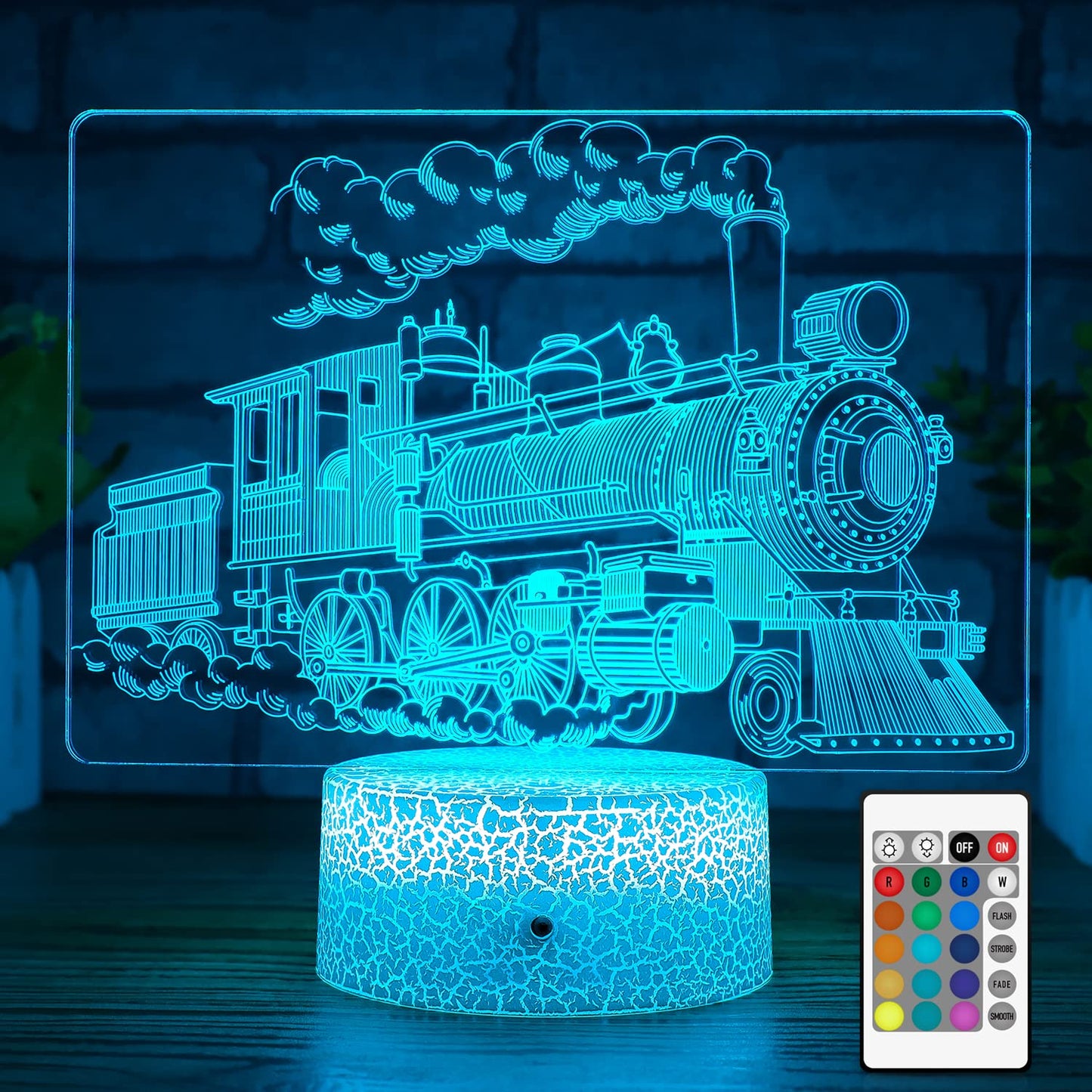 Rynx | Ni Grid Egou Kids Train Decor Night Light, Night Train Lamp with Touch and Remote Control 7 Colors Changing Timer Dimmable Cool Room