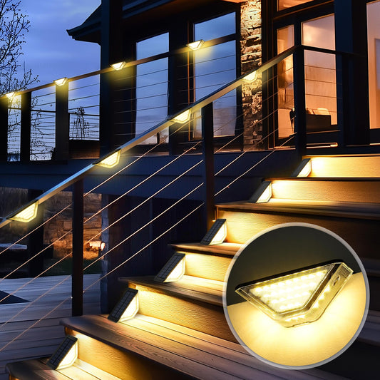 Rynx | Solpex Solar Patio Decorative Light Outdoor, Solar Step Light For Outside, Double-Sided Fence Light With 33 LEDs, Waterproof IP65 For Garden, Fe