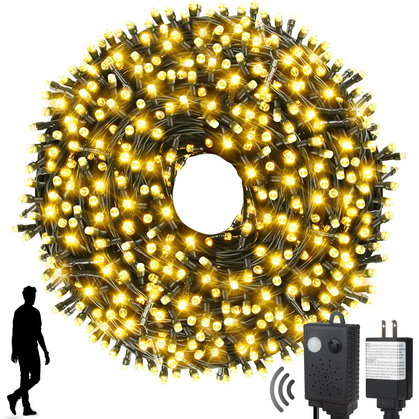 Rynx | Mzd8391 Motion Sensor Music Christmas Lights Outdoor Indoor, 33m 300Led Christmas Tree Lights, Warm White Christmas Lights For Tree Party Decorations