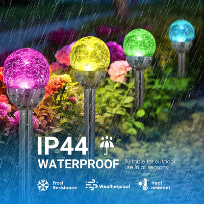 Rynx | Solpex 6 Pack Solar Garden Light - Multicolored Changing & White, Waterproof Glass Ball Decoration