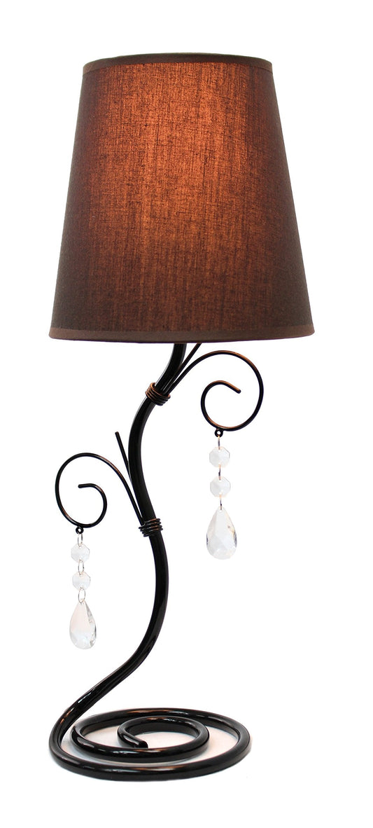 Rynx | Simple design Lt2010-Bwn black twisted wine hanging crystals table lamp, brown