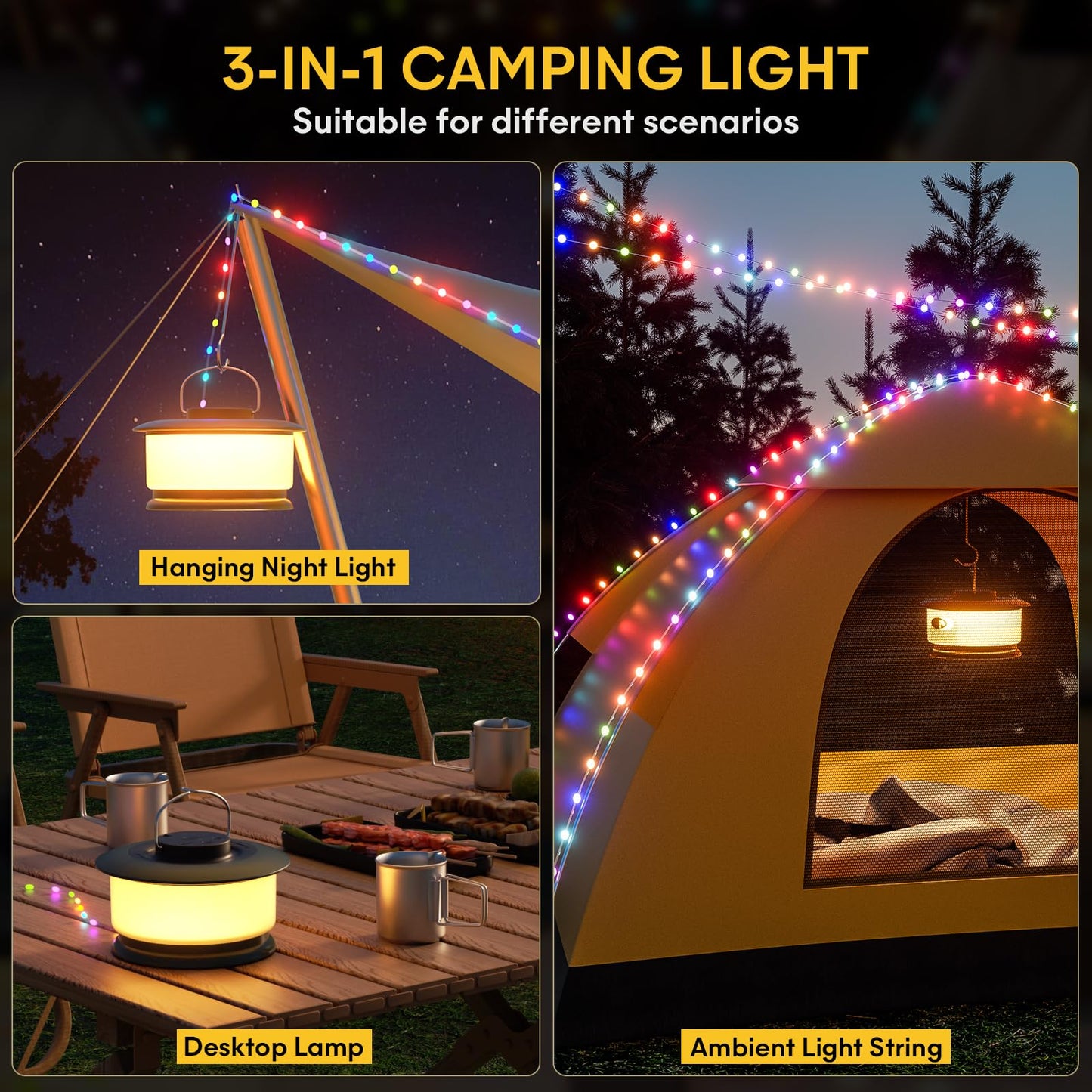 Rynx | Hokone Waterproof Camping Fairy Lights - 22 Modes, Rechargeable Led Usb Lights For Outdoor Use