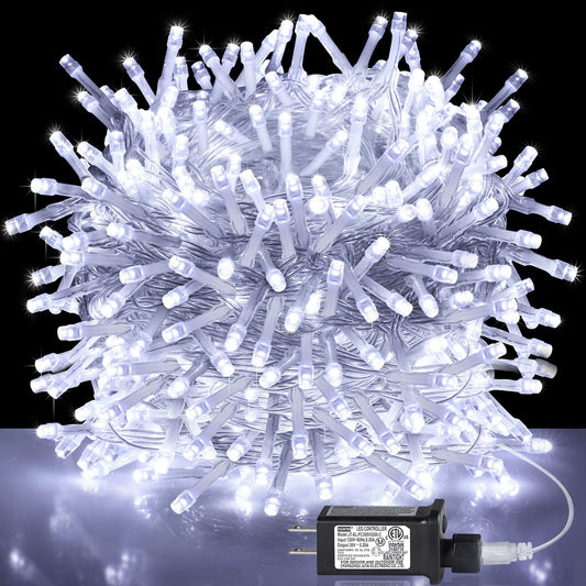 Rynx | Kemooie 500 Led Christmas Lights, 50m 8 Lighting Modes Plug In Waterproof Extra Long Fairy Lights For Outdoor Christmas Trees Light Wedding Party Garden Balcony Decoration (White)