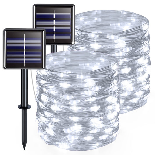 Rynx | Jmexsuss 2 Pack Each 200 Led Solar Fairy Lights Outdoor Waterproof, 66Ft White Solar String Lights Outdoor With 8 Modes, Copper Wire Solar Sparkle Lights For Camping Garden Party Decorations