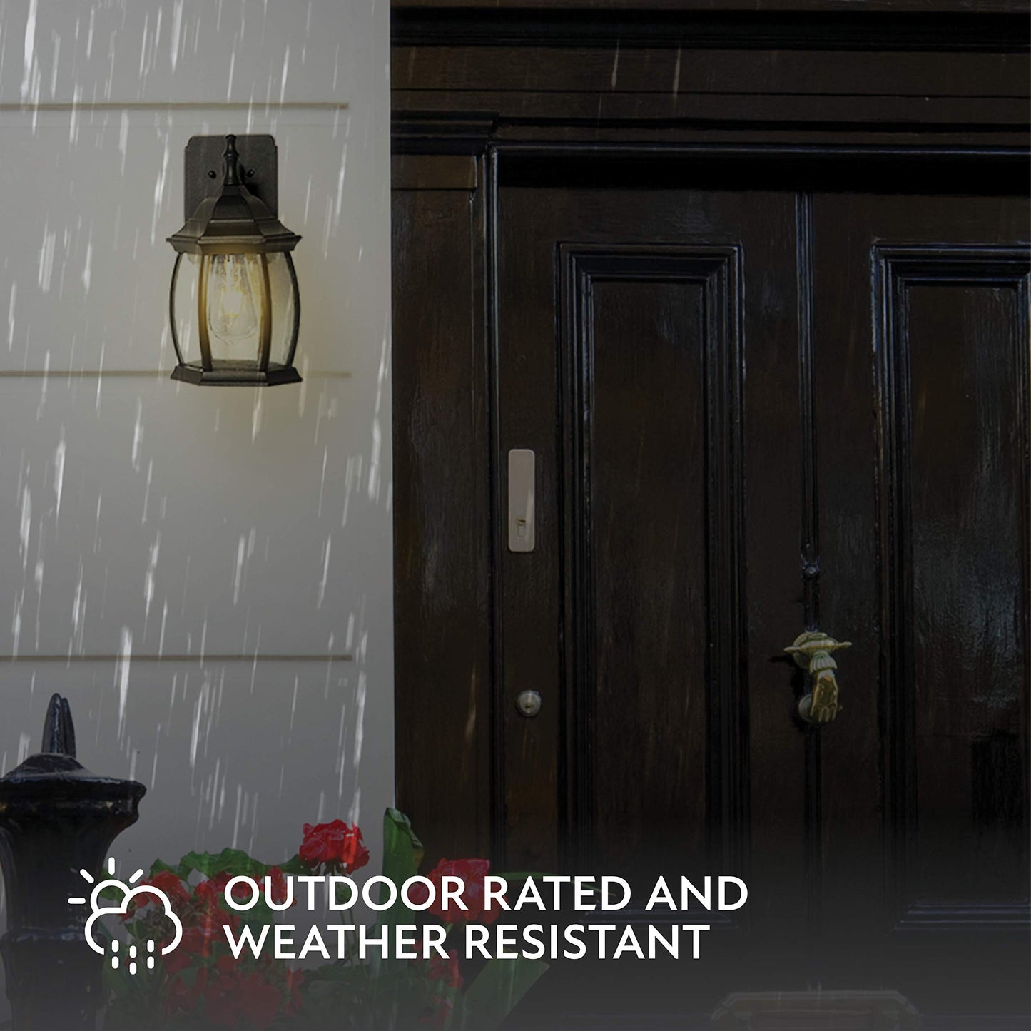 Rynx | Addington Park 1-Light Outdoor Wall Lamp, Black Finish, Frosted Glass, 2 Integrated Sockets